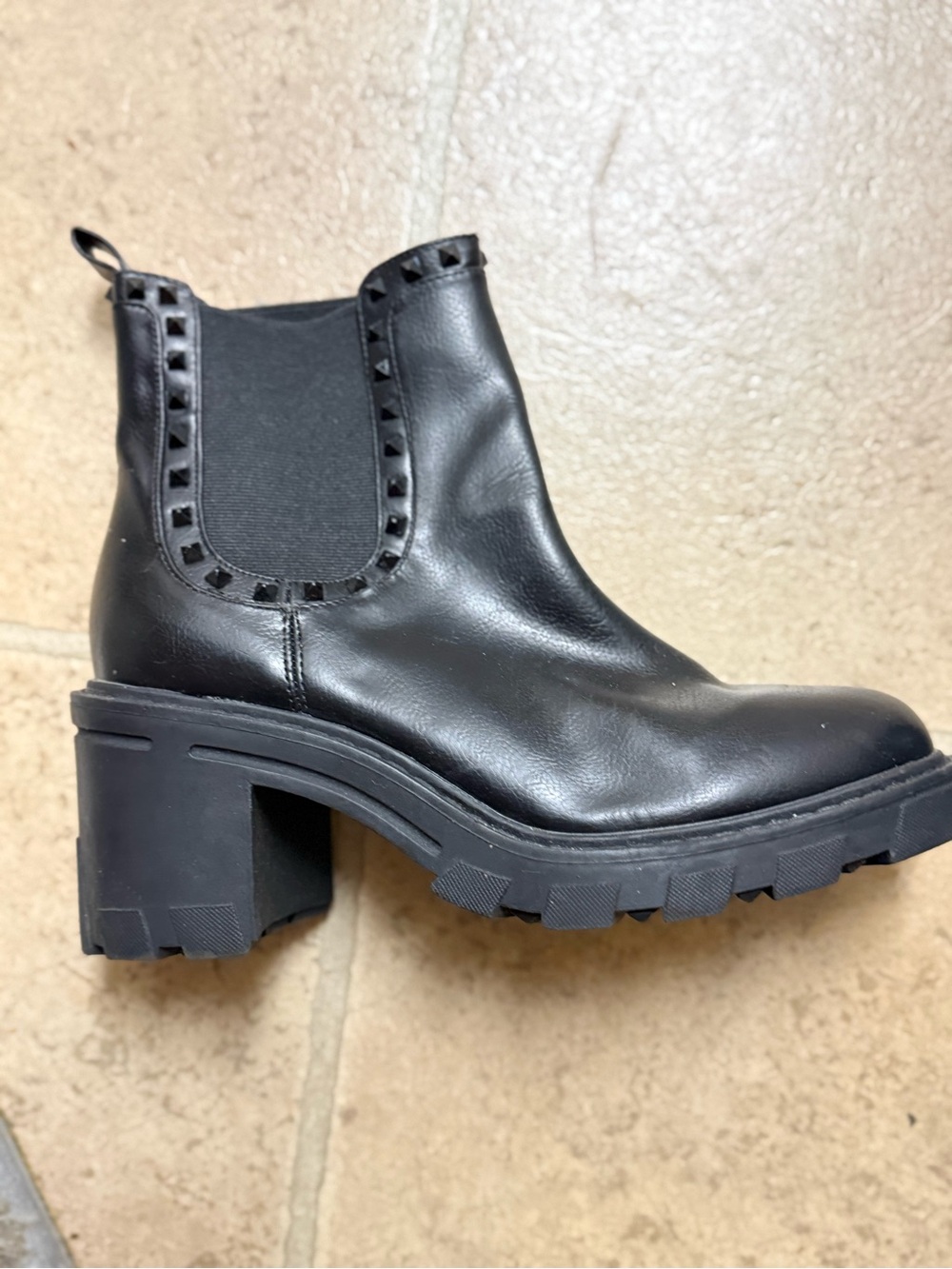 BCBGeneration Black Stud-Trim Lace Up Chelsea Boot